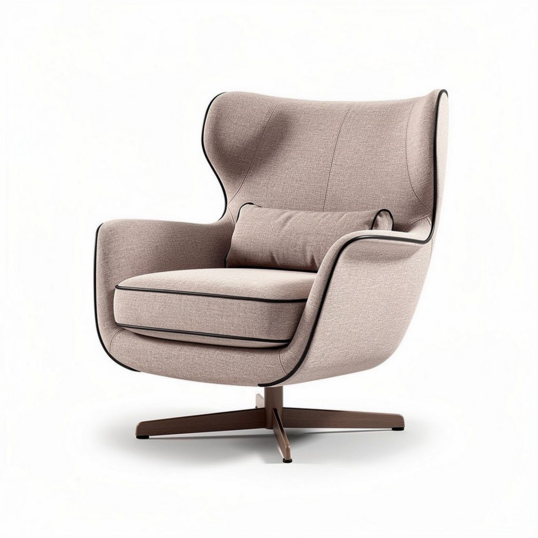 Draaibare fauteuil van stof met kussen beige 80 x 80 x 100 cm