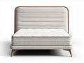 Houten bed met gestoffeerde rugleuning en matraskleur wit 200 x 160 x 30cm