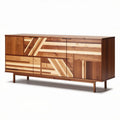 Houten dressoir met symmetrische vakindeling 150 x 45 x 75cm bruin en naturel