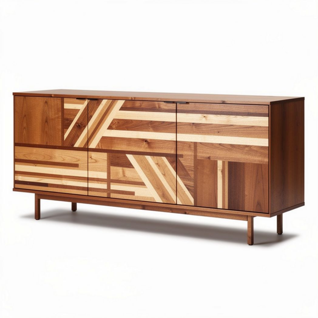 Houten dressoir met symmetrische vakindeling 150 x 45 x 75cm bruin en naturel
