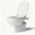 Toilet in keramiek met een afvoermaat van 42 x 36 x 40cm en doorzichtige zitting