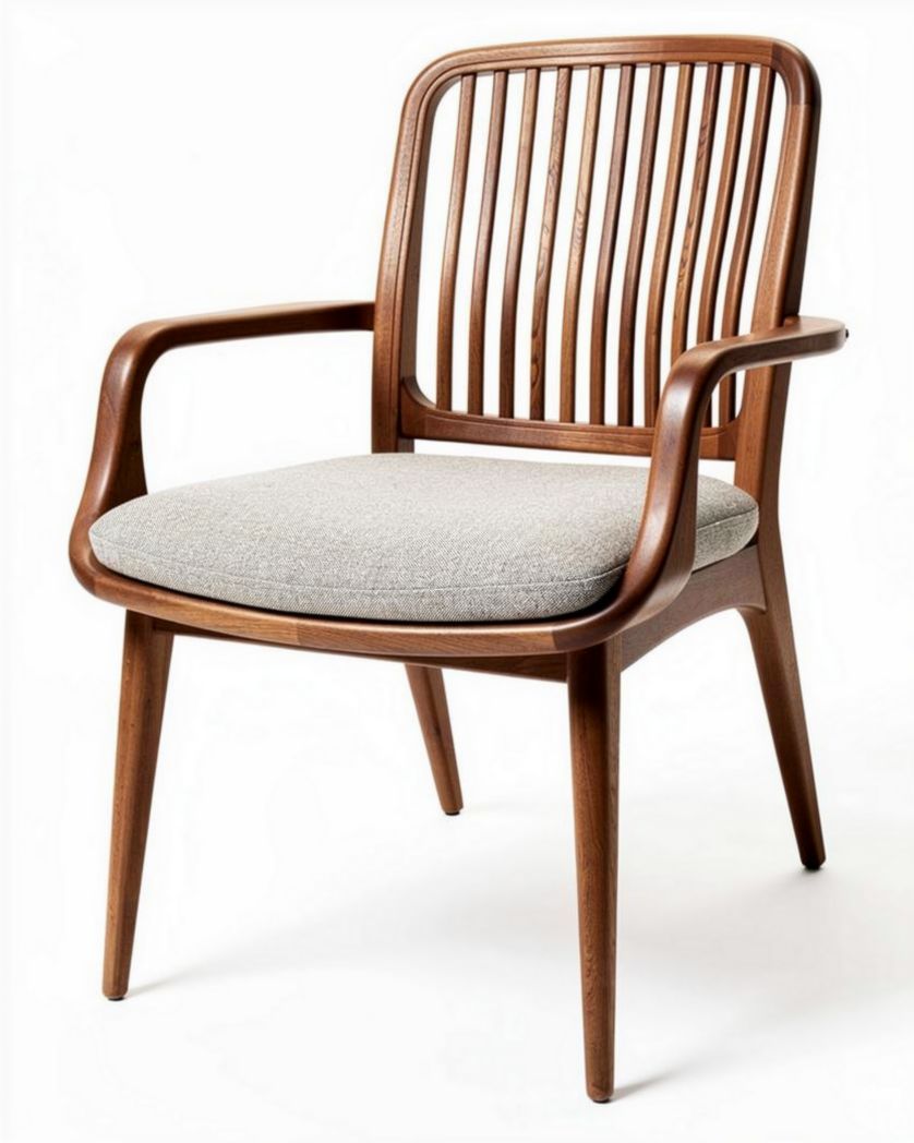 Houten stoel met stoffen zitting voor woonkamer 50 x 55 x 85cm