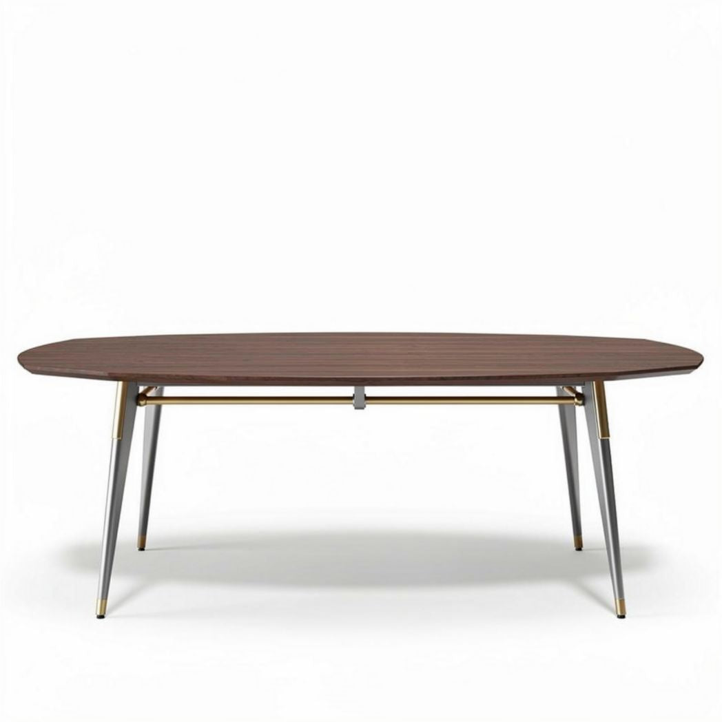 Tafeltje van hout met metalen poten 150 x 70 x 75 cm bruine kleur